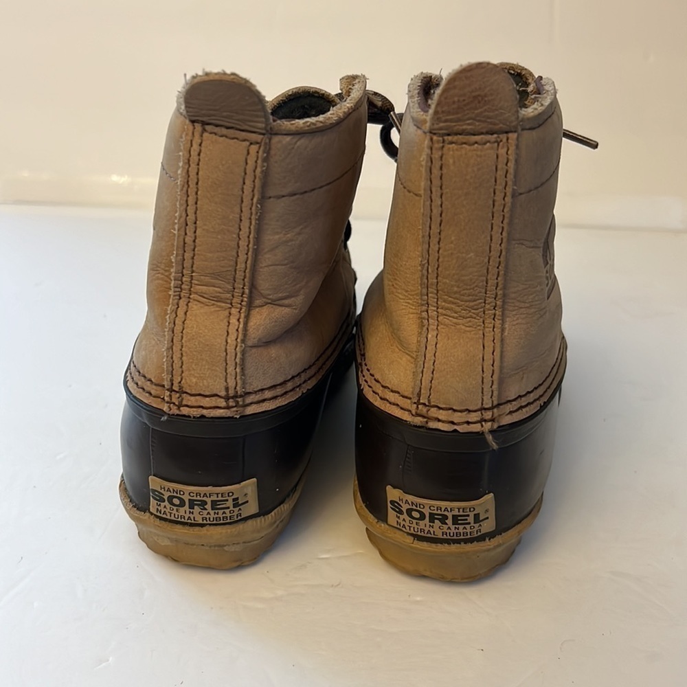 Women’s Sorel Leather Rubber Boots Handcrafted in Canada Wool Lined Size 6 - Picture 5 of 11